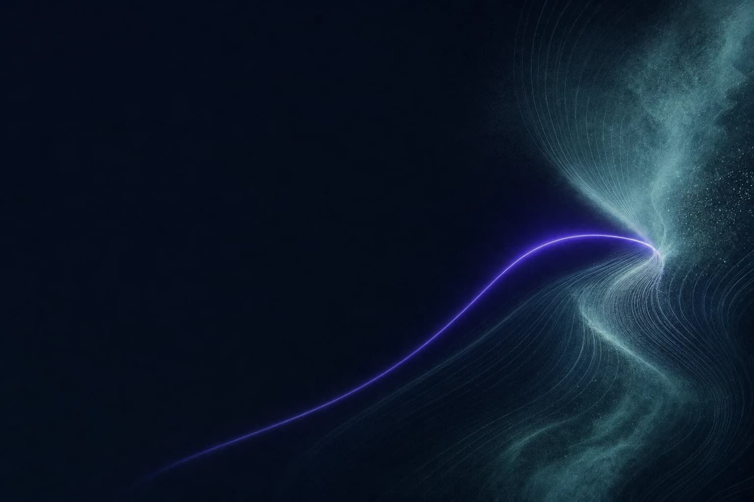 A violet signal moving through a quiet midnight field